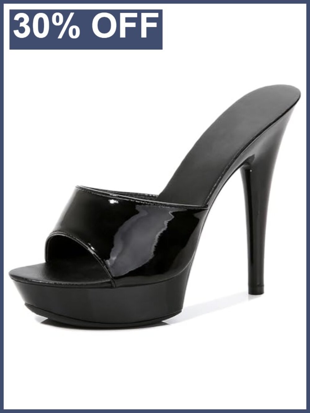 Patent Leather Fish Mouth Platform Stiletto Heel Sandals Slip On Formal Prom
